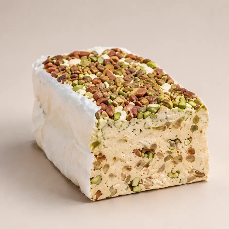 Nougat artisanal au miel français, amandes et pistaches d'Alsace - Bisch de Bruche - Trésor de la Nature