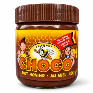 Pot de Choco Miel au chocolat belge 400 g sur fond blanc – Trésor de la Nature